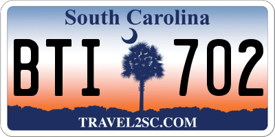 SC license plate BTI702
