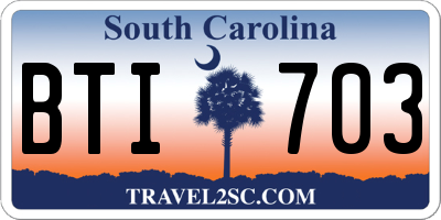 SC license plate BTI703