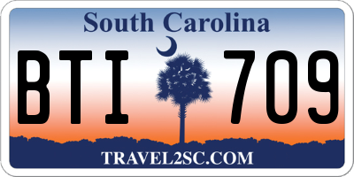 SC license plate BTI709