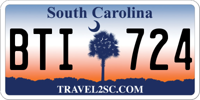SC license plate BTI724