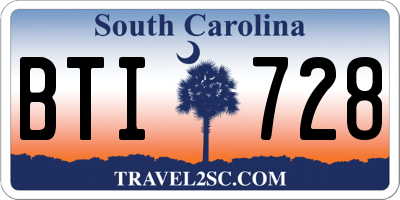 SC license plate BTI728