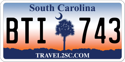 SC license plate BTI743