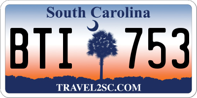 SC license plate BTI753