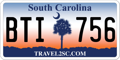 SC license plate BTI756