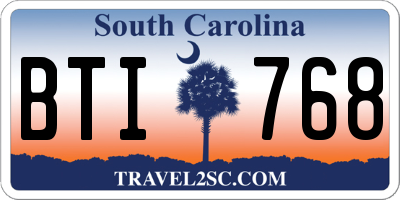 SC license plate BTI768