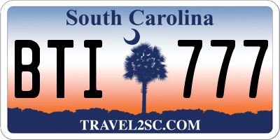 SC license plate BTI777