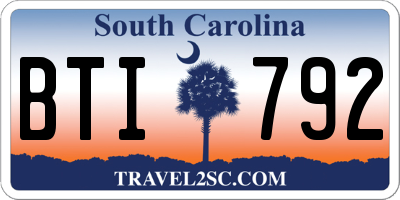 SC license plate BTI792