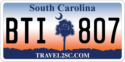 SC license plate BTI807