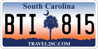 SC license plate BTI815