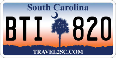 SC license plate BTI820