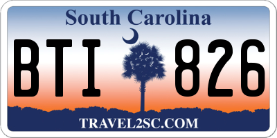 SC license plate BTI826