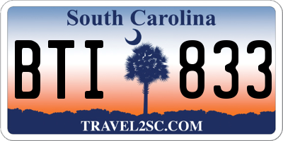 SC license plate BTI833