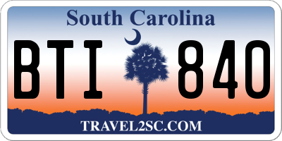 SC license plate BTI840