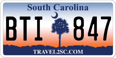 SC license plate BTI847