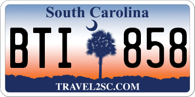 SC license plate BTI858