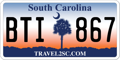 SC license plate BTI867