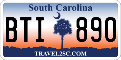 SC license plate BTI890