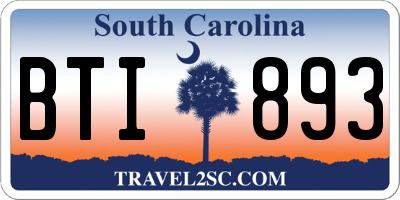 SC license plate BTI893