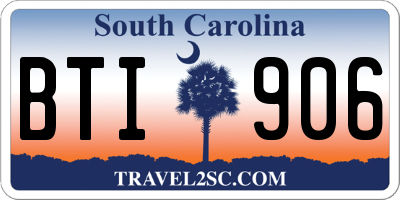 SC license plate BTI906