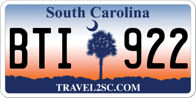 SC license plate BTI922