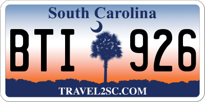 SC license plate BTI926