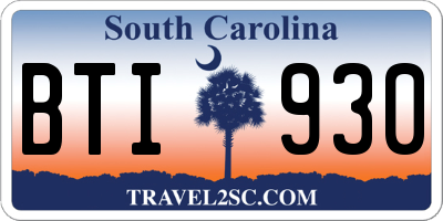 SC license plate BTI930