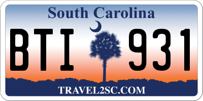 SC license plate BTI931