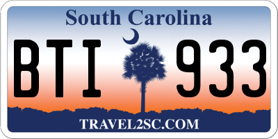 SC license plate BTI933