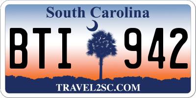 SC license plate BTI942