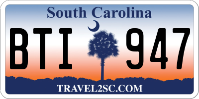 SC license plate BTI947