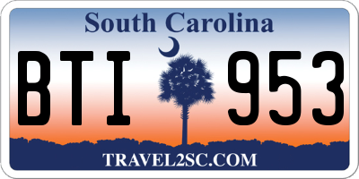 SC license plate BTI953