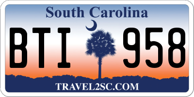 SC license plate BTI958