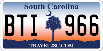 SC license plate BTI966