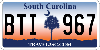 SC license plate BTI967