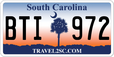 SC license plate BTI972