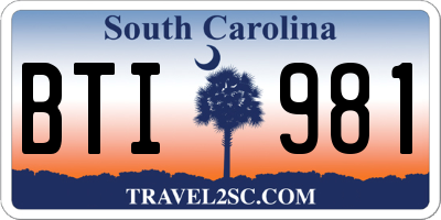 SC license plate BTI981