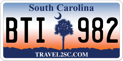 SC license plate BTI982