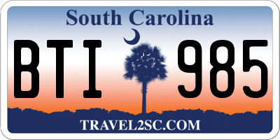 SC license plate BTI985