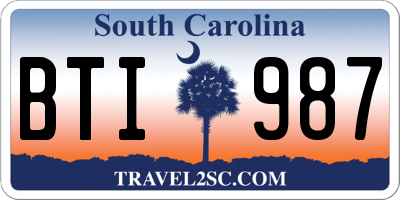 SC license plate BTI987