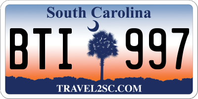 SC license plate BTI997