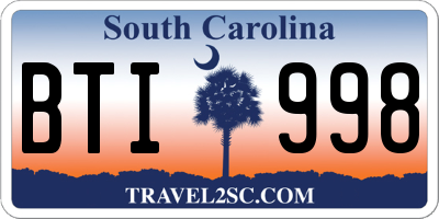 SC license plate BTI998