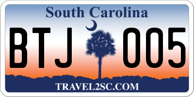SC license plate BTJ005