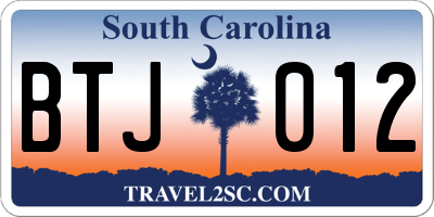 SC license plate BTJ012
