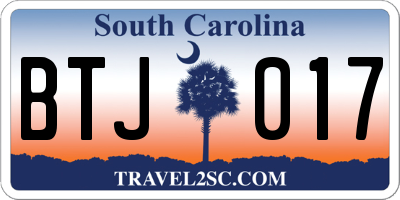 SC license plate BTJ017