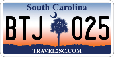 SC license plate BTJ025