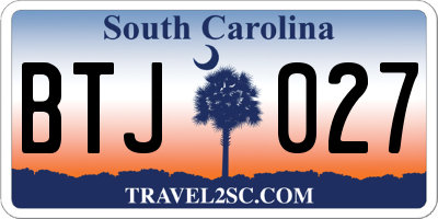 SC license plate BTJ027