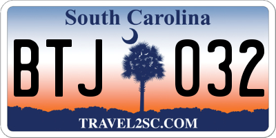 SC license plate BTJ032