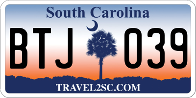 SC license plate BTJ039