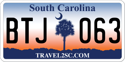 SC license plate BTJ063