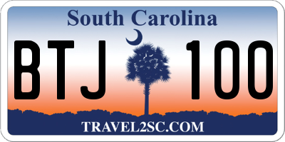 SC license plate BTJ100